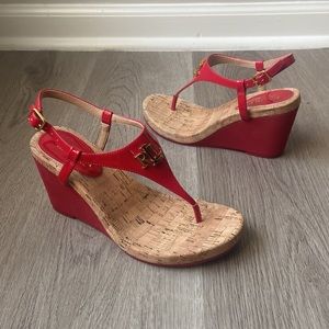 Red Patent Leather Wedge Sandal